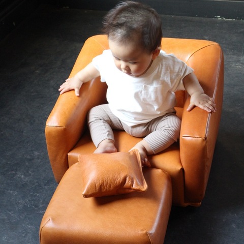 子ども用ソファ 本革 キャメル | オリジナルチェアの販売、椅子の
