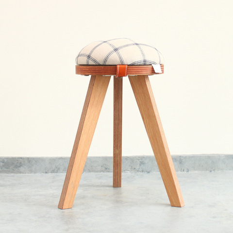 『marumoko』stool/hemp check & white oak（突板）
