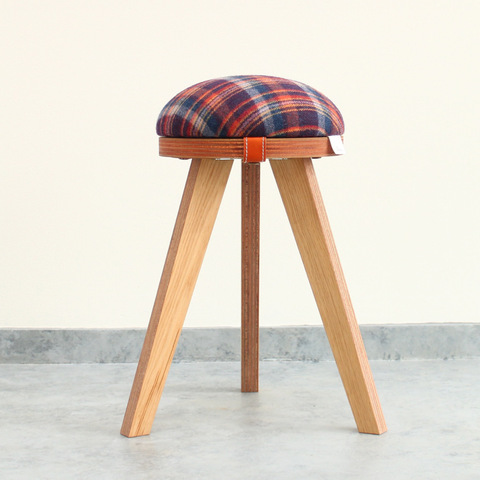 『marumoko』stool/orange check & white oak（突板）